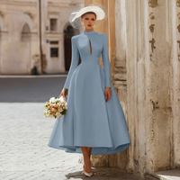Load image into Gallery viewer, Vintage Ivory High Neck Keyhole A Line Long Wedding Dress with Sleeves