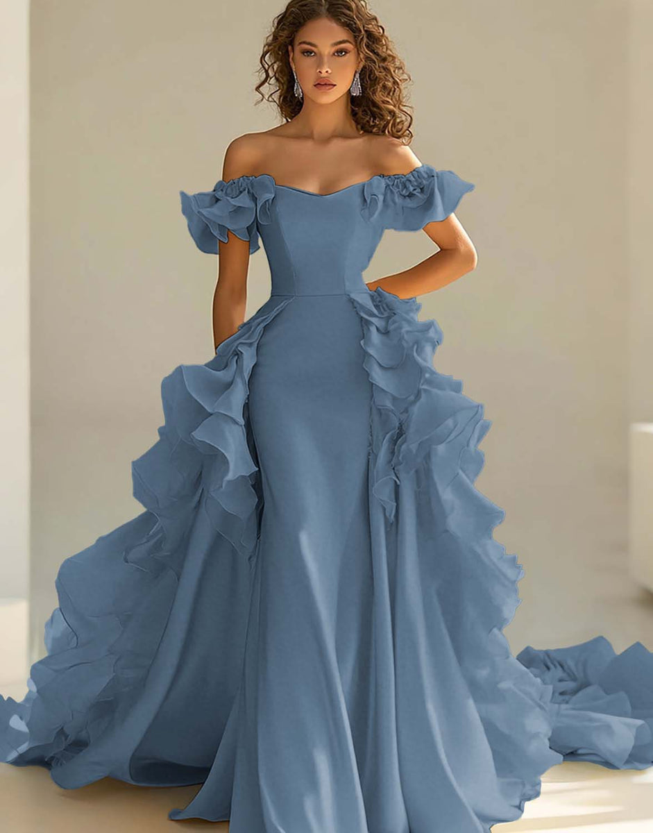 Load image into Gallery viewer, Yellow Mermaid Satin Long Prom Dress with Ruffles