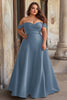 Load image into Gallery viewer, A Line Dark Green Ruched Satin Long Prom Dress