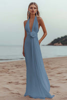 Load image into Gallery viewer, White Chiffon A Line V-Neck Engagement Dress