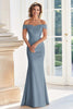 Load image into Gallery viewer, Elegant Mermaid Dusty Blue Off The Shoulder Mother of the Bride Dress with Lace