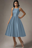 Load image into Gallery viewer, Scoop Neck Black A Line Long Formal Dress