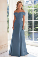 Load image into Gallery viewer, Off The Shoulder Elegant Taupe Sheath Mother of the Bride Dress with Lace