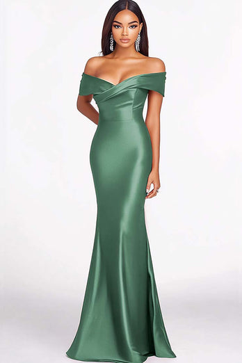 Elegant Eucalyptus Off the Shoulder Mermaid Long Formal Dress