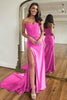 Load image into Gallery viewer, Sparkly Dark Navy Sheath Corset Long Prom Dress with Lace