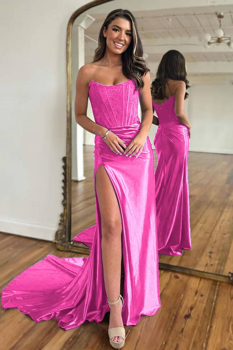 Load image into Gallery viewer, Sparkly Dark Navy Sheath Corset Long Prom Dress with Lace