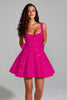 Load image into Gallery viewer, Sparkly Black Square Neck A Line Short Prom Dress with Bow