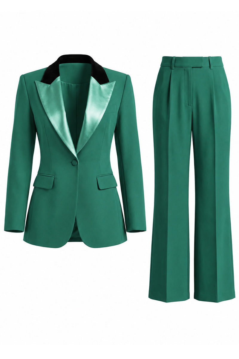 Load image into Gallery viewer, 2 Piece Dark Green Peak Lapel Single Breasted Slim Fit Prom Suits