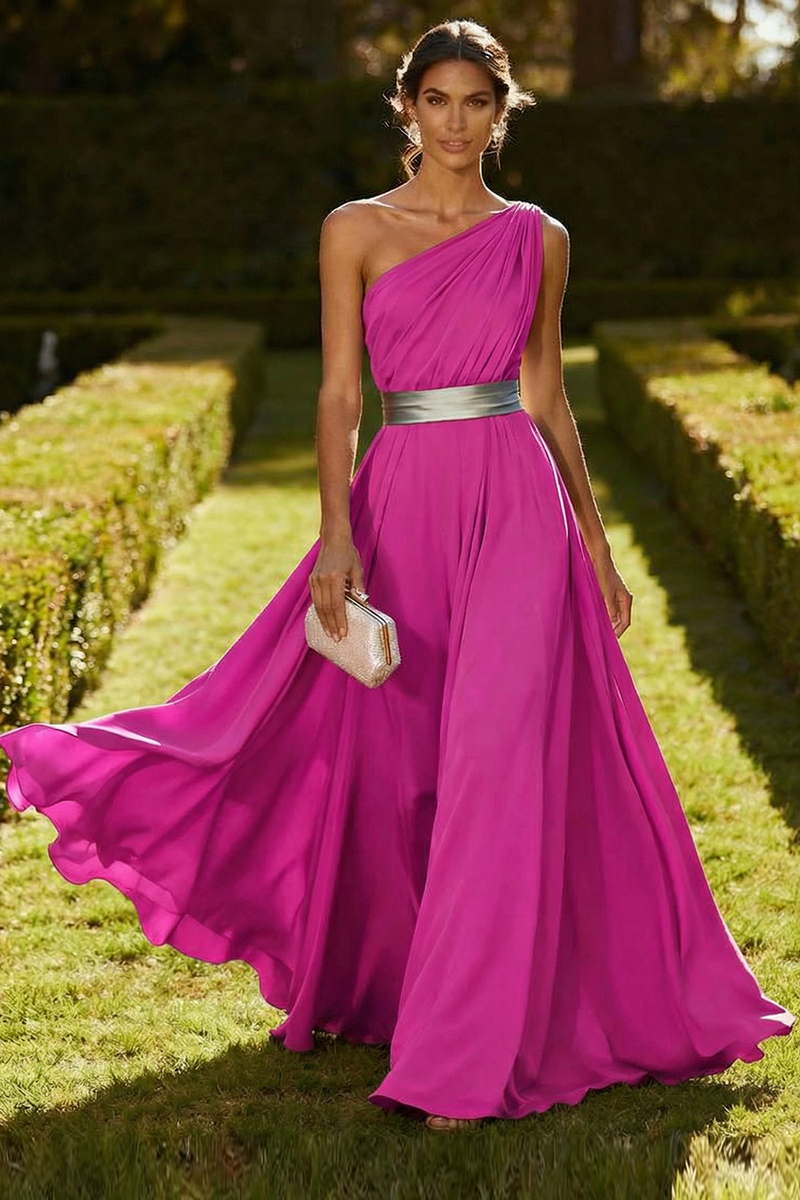 Load image into Gallery viewer, Olive Chiffon One Shoulder Ruched Long Formal Dress