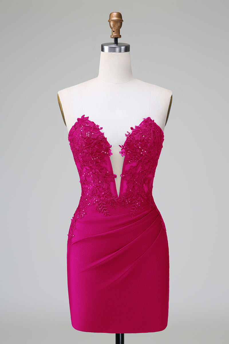 Load image into Gallery viewer, Glitter Dark Green Beaded Tight Appliques Short Prom Dress
