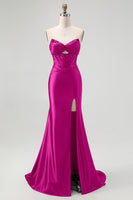 Load image into Gallery viewer, Sparkly Black Mermaid Sweetheart Satin Long Corset Prom Dress with Beading