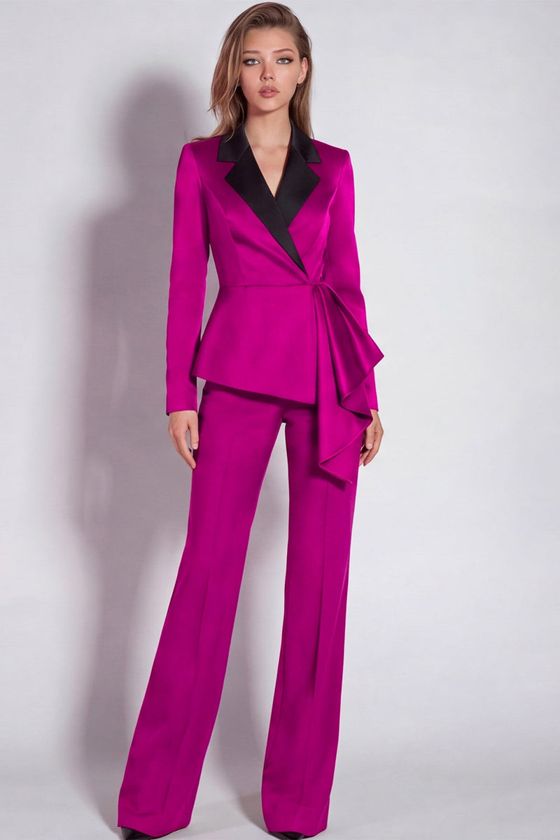 Load image into Gallery viewer, Notched Lapel 2 Piece Burgundy Business Suits with Sash