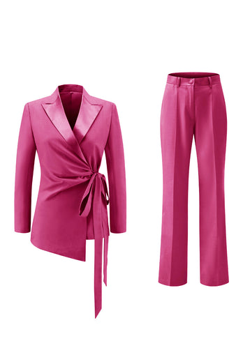 2 Piece Lilac Peak Lapel Women Prom Suits with Sash