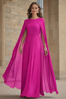 Load image into Gallery viewer, Navy Scoop Neck Chiffon Mother of the Bride Dress with Cape