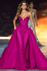 Load image into Gallery viewer, Sparkly Dark Red Sequin Strapless Long Pageant Dress with Cape