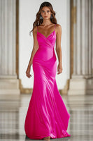 Load image into Gallery viewer, Dark Green Stretch Satin Spaghetti Straps Long Formal Dress