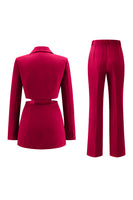 Load image into Gallery viewer, 2 Piece Grey Blue Notched Lapel Cut Out Women Prom Suits