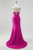 Load image into Gallery viewer, Sparkly Black Mermaid Sweetheart Satin Long Corset Prom Dress with Beading