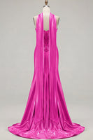 Load image into Gallery viewer, Blue Satin Sweetheart Mermaid Long Corset Prom Dress
