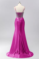 Load image into Gallery viewer, Sparkly Grey Blue Spaghetti Straps Mermaid Long Prom Dress with Beading