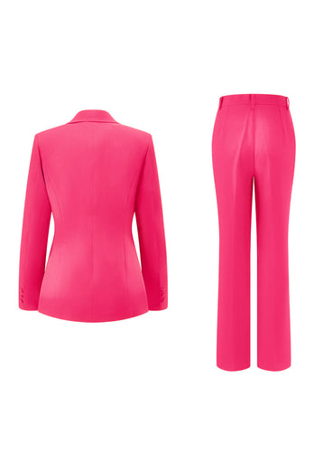 2 Piece Dark Fuchsia Notched Lapel Women Prom Suits