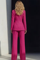 Load image into Gallery viewer, Pink 2 Piece Wide Leg Peak Lapel Business Suits with Sash