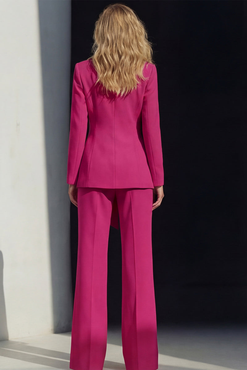 Load image into Gallery viewer, Pink 2 Piece Wide Leg Peak Lapel Business Suits with Sash