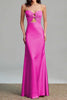 Load image into Gallery viewer, Pink Satin Sheath Sweetheart Cut Out Maxi Formal Dress