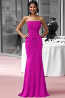 Load image into Gallery viewer, Coffee Strapless Sheath Ruched Floor Length Gala Dress
