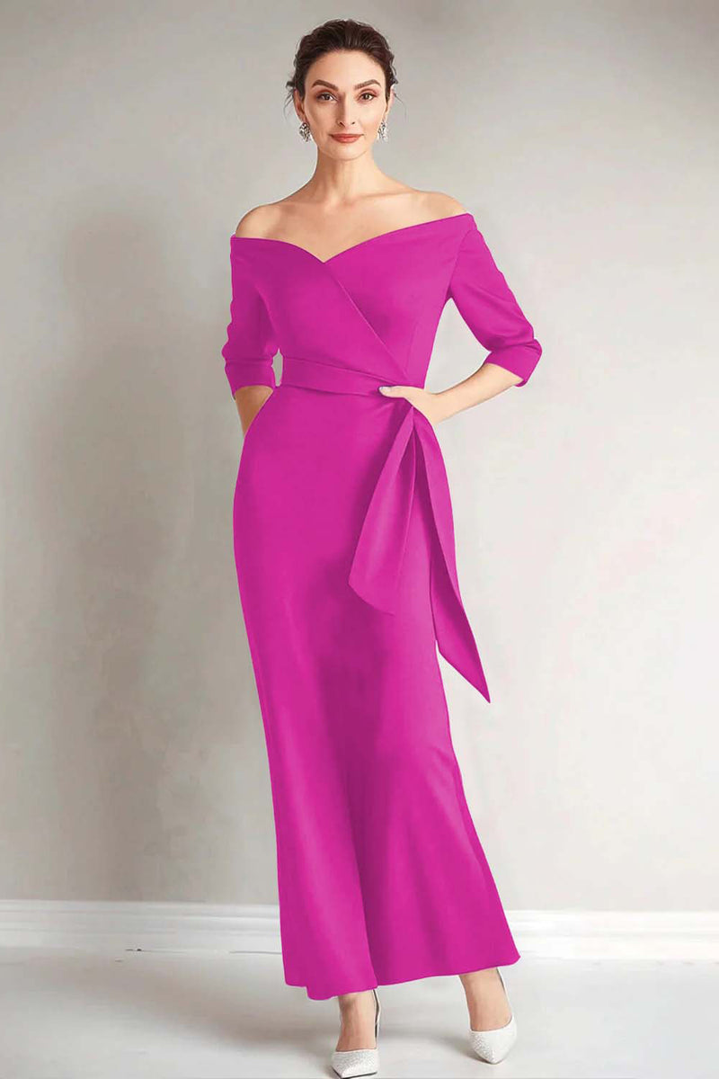 Load image into Gallery viewer, Elegant Navy Off the Shoulder Mother of the Bride Dress