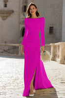 Load image into Gallery viewer, Ivory Bateau Neck Sheath Maxi Bridal Dress with Slit