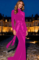 Load image into Gallery viewer, Black Velvet Mermaid Long Holiday Party Dress with Sash