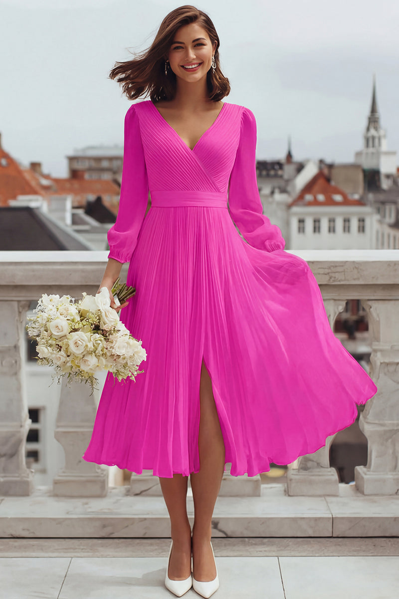 Load image into Gallery viewer, Ivory V-Neck A Line Midi Engagement Dress with Slit