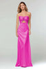 Load image into Gallery viewer, Light Blue Sheath Satin Sweetheart Long Formal Dress