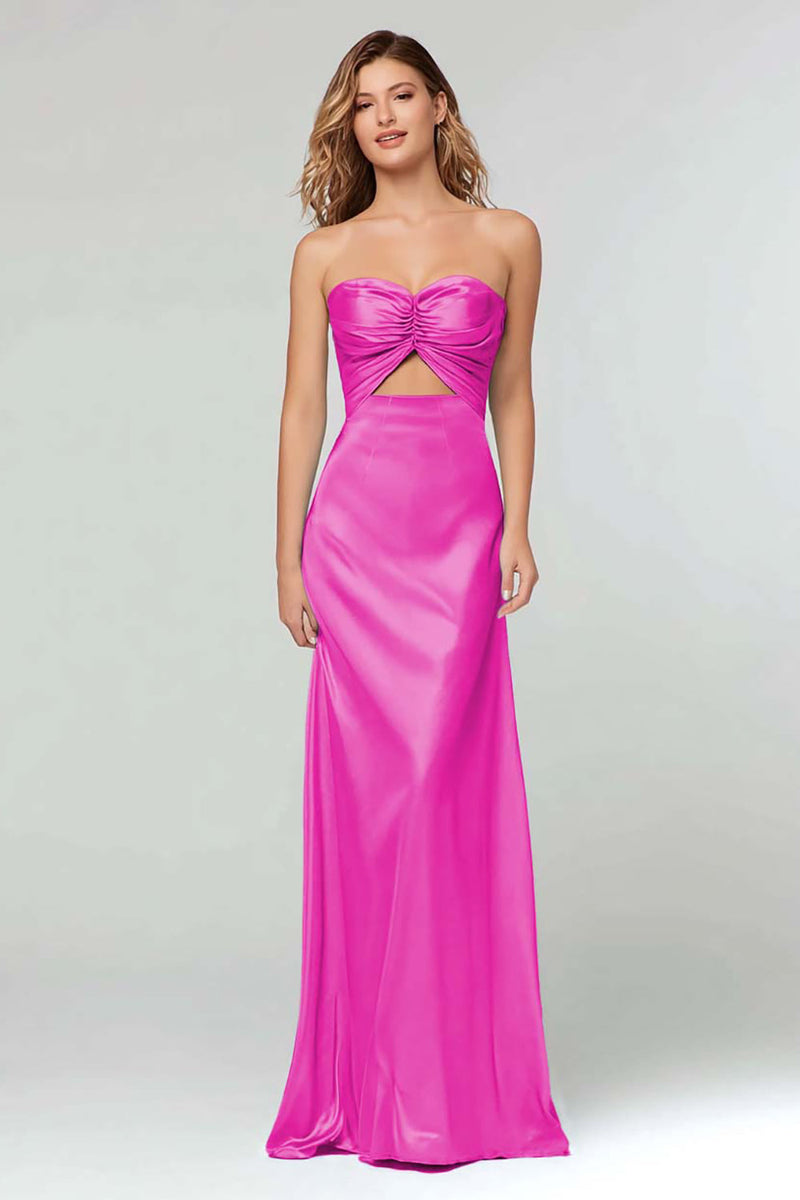 Load image into Gallery viewer, Light Blue Sheath Satin Sweetheart Long Formal Dress