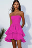 Load image into Gallery viewer, Red Ruched Chiffon Short Party Dress with Ruffles