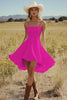 Load image into Gallery viewer, Ivory Satin A Line Mini Boho Western Wedding Dress