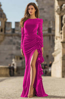 Load image into Gallery viewer, Caramel Velvet Ruffled Maxi Mermaid Holiday Party Dress with Slit