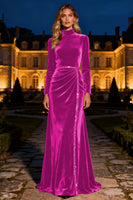 Load image into Gallery viewer, Royal Blue Long Sleeves Mermaid Maxi Velvet Holiday Party Dress with Beading