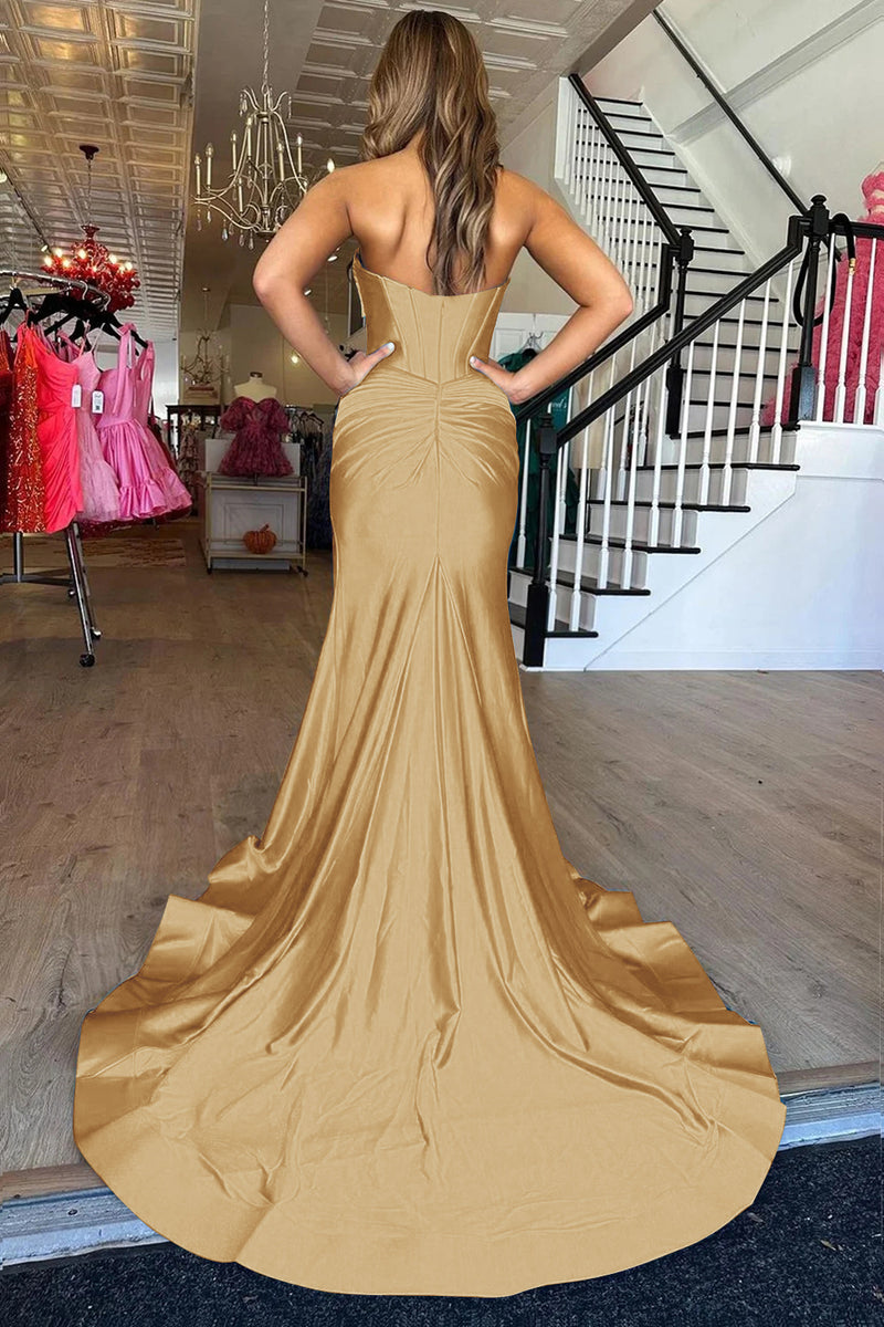 Load image into Gallery viewer, Simple Royal Blue Sweetheart Mermaid Long Prom Dress with Slit