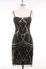 Load image into Gallery viewer, Black Golden Bodycon Spaghetti Straps Sequins 1920s Dress