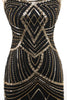 Load image into Gallery viewer, Black Golden Bodycon Spaghetti Straps Sequins 1920s Dress