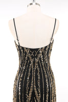 Load image into Gallery viewer, Bodycon Black Golden Sparkly Spaghetti Straps 1920s Dress