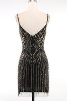 Load image into Gallery viewer, Sparkly Black Golden Spaghetti Straps Bodycon Short 1920s Dress