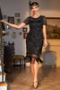 Load image into Gallery viewer, Black Red Beaded Gatsby Fringed Flapper Dress