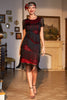 Load image into Gallery viewer, Black Red Beaded Gatsby Fringed Flapper Dress