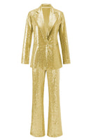 Load image into Gallery viewer, 2 Piece Sparkly Silver Notched Lapel Sequin Women Prom Suits