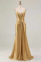 Load image into Gallery viewer, Dark Green Strapless Mermaid Long Corset Prom Dress