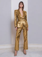 Load image into Gallery viewer, 2 Piece Sparkly Dark Purple Women Sequins Prom Suits with Sleeves