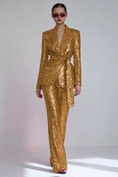 Load image into Gallery viewer, Sparkly Red Sequins 2 Piece Women Prom Suits with Sash